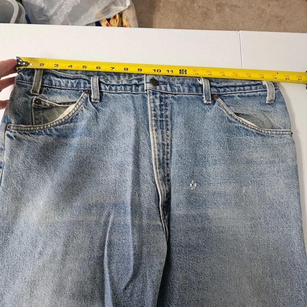 Vintage Levis 505 Orange Tab Jeans 38x31 Light‎ Wash USA Grunge Distressed Retro